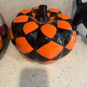 Beautiful Glass Blown Orange and Black Pumpkin